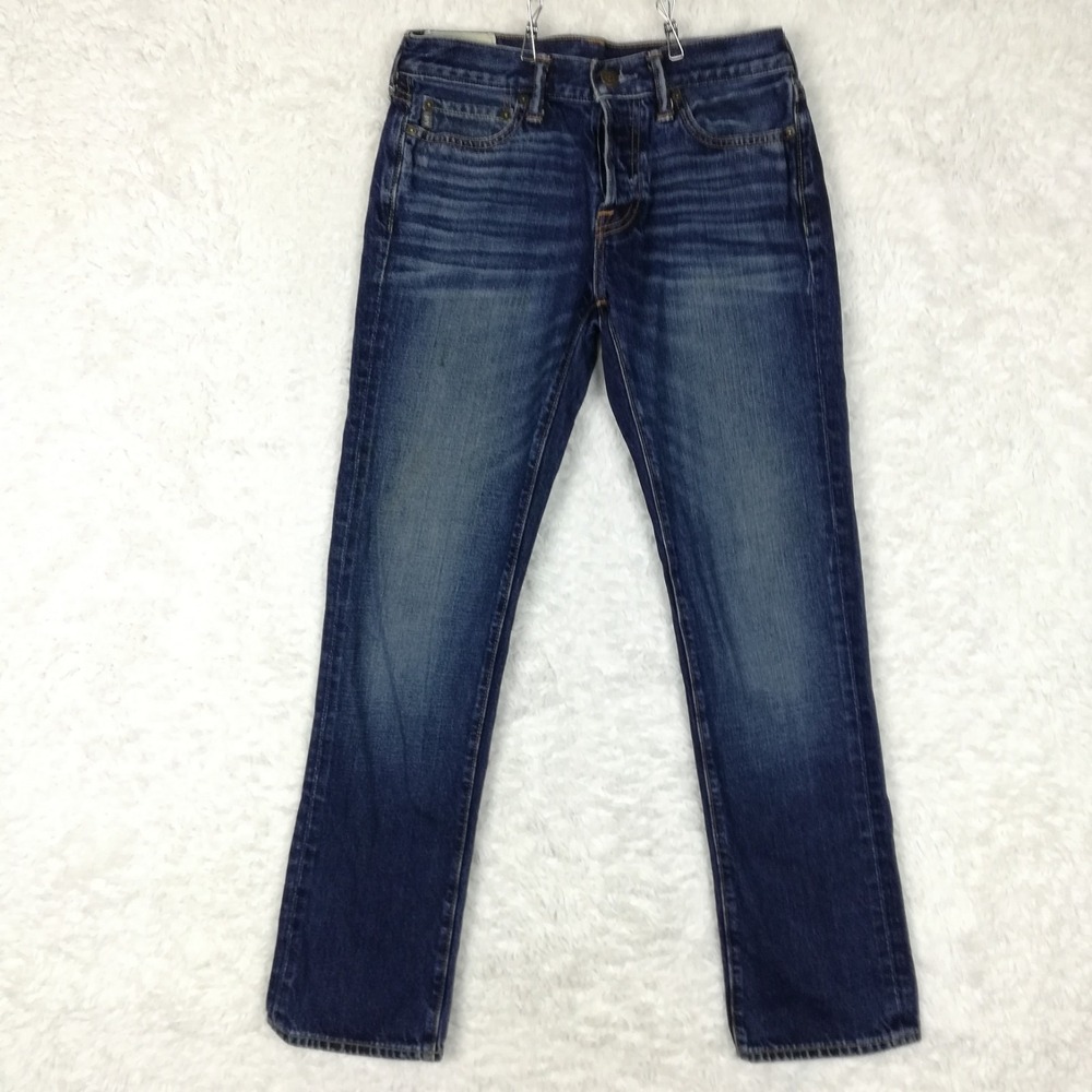 Abercrombie & Fitch Mens Jeans Straight Leg Blue Denim Button Fly 30x32
